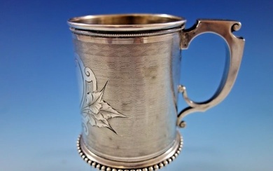 Gorham Coin Silver Baby Child's Cup Mug Engine Turned Chased and Brite-Cut