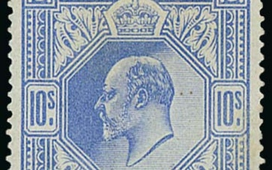Great Britain King Edward VII Issues 1902-10 De La Rue Issues 10/- ultramarine, block of four w...