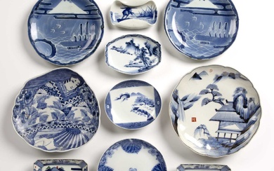 Group of Arita and Imari dishes Japanese including a pair...