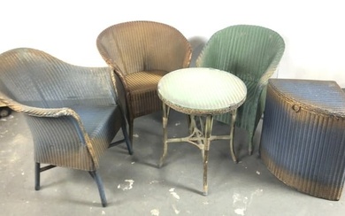Group of Five Pieces of French Wicker