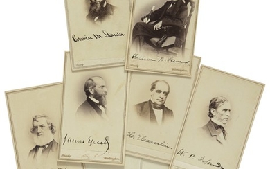 Group of signed photographs of Abraham Lincoln's cabinet and allies