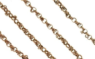 Guard chain of fancy links, tagged but worn, 150cm...
