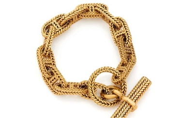 HERMÈS, Paris 1960s "Anchor chain" Bracelet in 18k yellow gold (750‰) coiled threads with