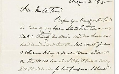 HOLMES, OLIVER WENDELL; JR. Autograph Letter Signed
