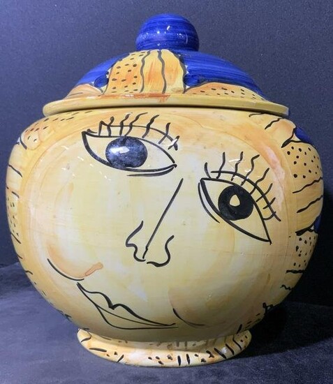 Hand Painted Ceramic Lidded Jar