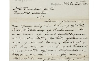 Harrison, Benjamin | Senator Harrison recommending Col. William Holloway to President Garfield, and asking that he be given official recognition