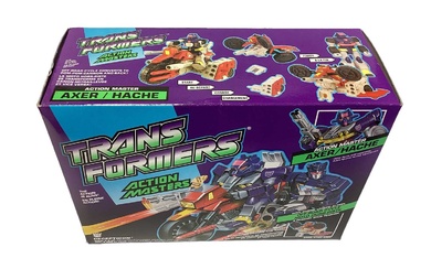 Hasbro (c1990) Transformers Action Masters Axer (Alternate Mode;Off-Road Cycle/Pom-Pom Cannon) Deception, boxed No.5922 (1)