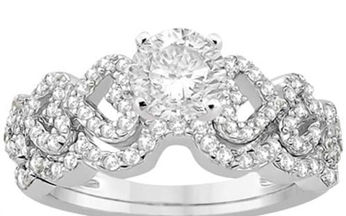 Heart Shape Diamond Engagement and Wedding Ring 14k White Gold 1.50ctw