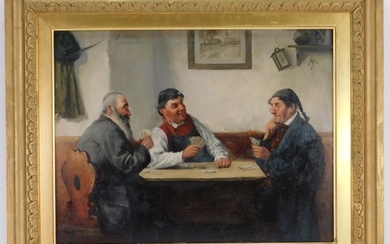 Hedwig Oehring German Card Players Genre Painting