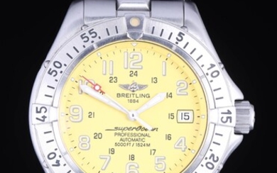 Breitling 'Superocean'. Men's steel watch with yellow disc, Ø 41 mm