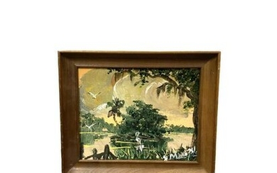 Highwaymen Tropical Scene, Signed by Artist S.M. Wells