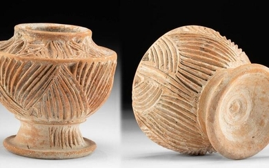 Byzantine Pottery Jar - Unique Form, Incised Motifs