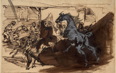 Horace VERNET Paris, 1789 - 1863 La course des chevaux libres à Rome