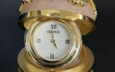 IMPERIAL FABERBE ROSE QUARTZ AND AMETHYST EGG CLOCK