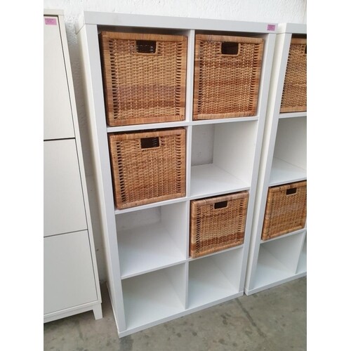 Ikea White 3x2 'Cube' Storage Unit with 4 x Wicker Baskets (...