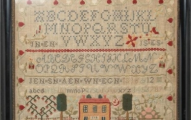 Irish Schoolgirl House Sampler Dated 1818.