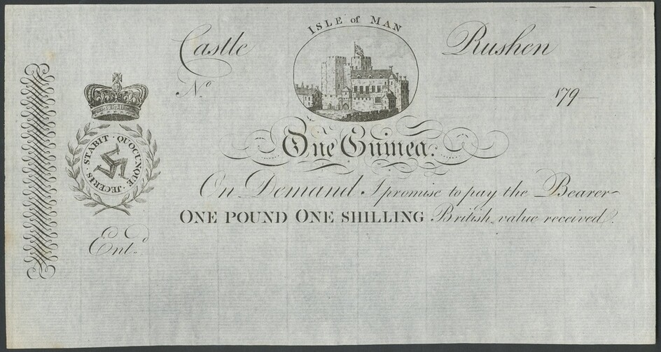 Isle of Man, Royal Manx Fencibles, unissued One Guinea, 179-, no serial number, (IMPM M201b, Q2...