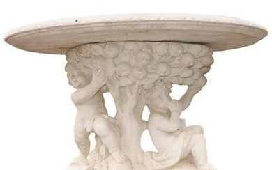 Italian Rococo Style Cherub Oval Concrete Garden Table