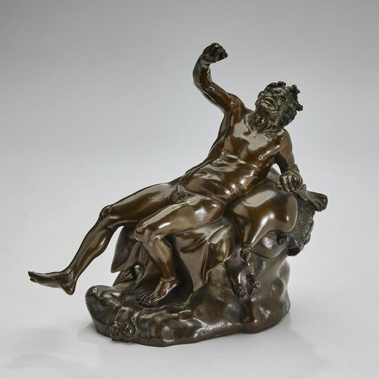 Italian bronze 'Drunken Satyr' sculpture, marked