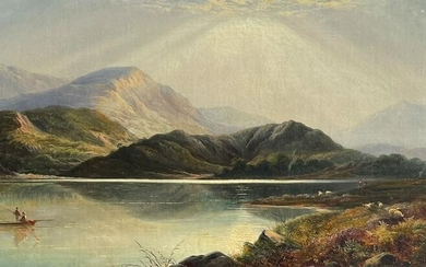 J. LESLIE FISHING ON A HIGHLAND LOCH PAINTING