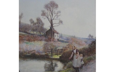 JOHN WHITE (1851-1933) THE GOOSE POND Signed, watercolour an...