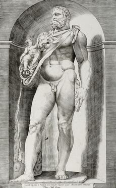 Jacob(us) Bos (Hertogenbosch, ), Statua di Hercole famosissima in casa de' Farnesi. Da Speculum Romanae Magnificentiae. 1562.