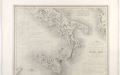 Jacques Clermont (1752 - 1827), Carte de l'Italie Meridionale et de la Sicile Ancienne; Pays autrefois connus sous de nom de Grande Grece, Paris 1781