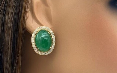 Jadeite And Diamond Earrings