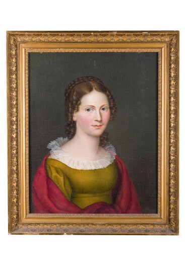 Jan Adam Jansz Kruseman (seguace di) (1804 - 1862), Portrait of a young gentlewoman