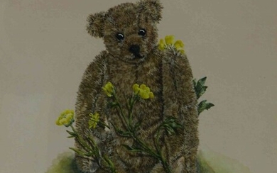 Jane Harbottle (British, B.1963) "Humphrey Buttercup Bear", gouache on watercolour board, signed