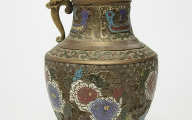 Japanese Bronze & Champleve Enamel Vase, c. 1920s