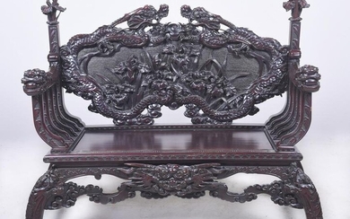 Japanese carved settee