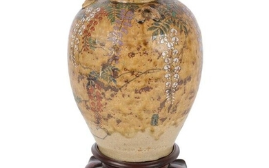 Japanese earthenware pottery jar signed after Ninsei