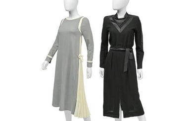 Jean Varon (British, 1938-2022) Two Crepe Wool Dresses, 1970s