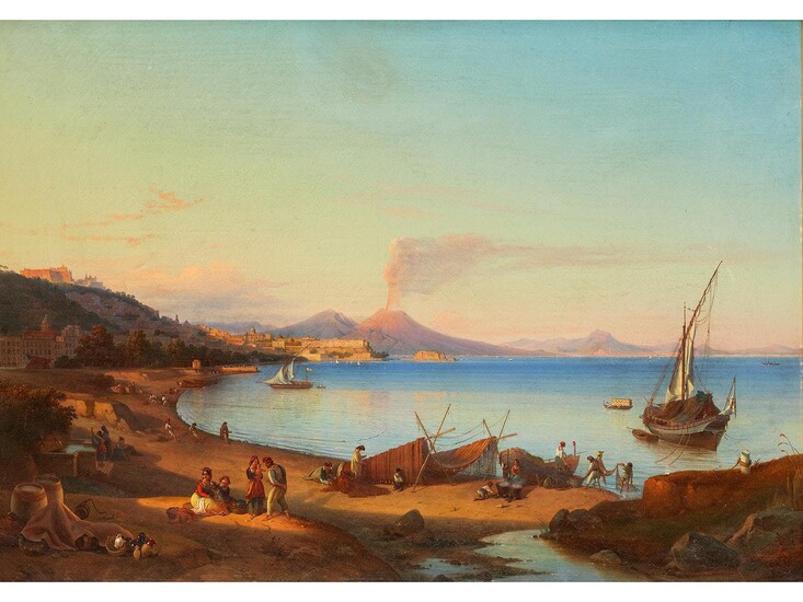 Johann Georg Gmelin, 1810 Rom – 1854, Malerische Ansicht der Bucht von Neapel