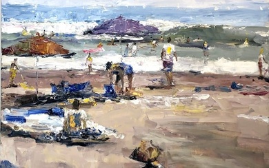 Jorn Fox (Impressionist - Beach Scene) Signed Original Oil