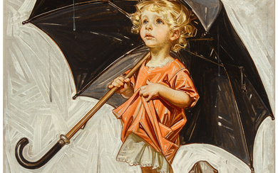 Joseph Christian Leyendecker (1874-1951), Caught in the Rain, The Saturday Evening Post cover (April 25, 1914)