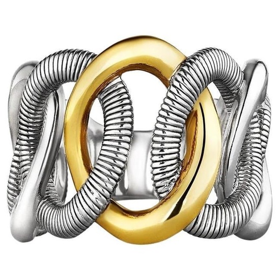 Judith Ripka, Eternity Interlocking Link Band Ring with 18K Gold