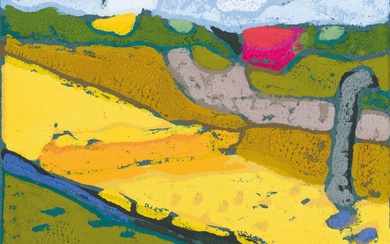Klaus Fußmann, born 1938 Velbert, summer landscape, color linocut on...
