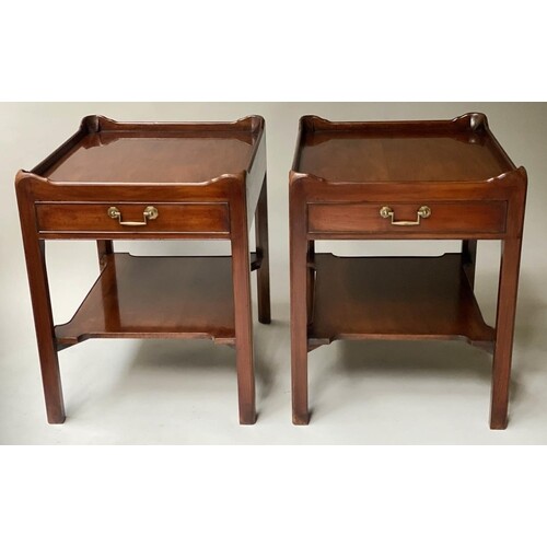 LAMP TABLES, a pair, George III design figured mahogany each...