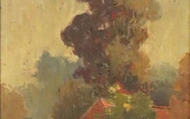 LÉPINE Joseph (1867 - 1943) « La chaumière » huile sur panneau signée en bas à gauche - 32x24