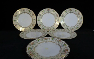 LOT OF 6 FRENCH PORCELAIN PLATES 10" DIA.