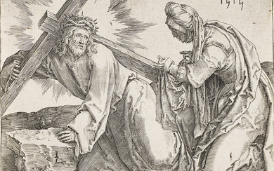 LUCAS VAN LEYDEN Christ Carrying the Cross. Engraving, 1515. 81x105 mm; 3¼x4¼ inches...