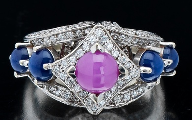 Ladies' Sapphire, Ruby and Diamond Ring