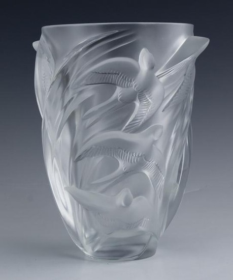 Lalique French Art Glass Martinets Deco Bird Vase