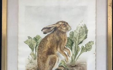 Large watercolor of a Rabbit Circa 1960, Signed