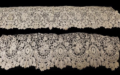 Late 19th Century Honiton Guipure Lace Flounce, 96cm by 25cm;...