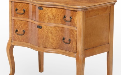 Late Victorian Maple and Bird's-Eye Maple Two-Drawer Serpentine Chest, c. 1900