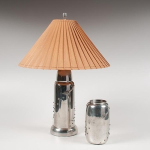 Leon Fontier (American, 20th Century) Pewter Lamp and