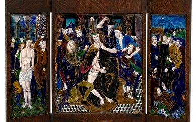 Limoges 'Passion of Christ' Painted Enamel Triptych